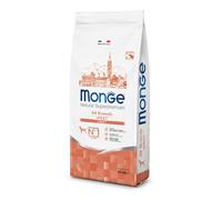 Monge All Breeds Puppy & Junior - Croquettes Super Premium saumon et riz mono protéines (12 kg) pour chiots, 100 % naturelles