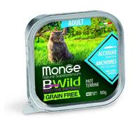 MONGE Bwild Cat Adult - Patée d'anchois et légumes sans céréales - 100g