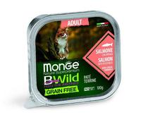 MONGE BWild Cat Adult - Pâtée de saumon et légumes sans céréales - 100 g