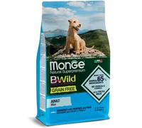 Monge BWild Chien Adult Mini Grainfree anchois avec pommes de terre et pois, nourriture sèche complète pour chiens adultes de petite taille, sans céréales, lot de 2,5 kg.