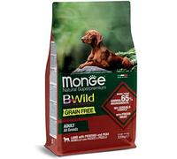 Monge BWild Chien adulte All Breeds Grainfree Agneau avec pommes de terre et pois, nourriture sèche complète pour chiens adultes de toutes tailles, sans céréales, lot de 2,5 kg.