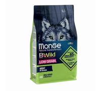 Monge Bwild Low Grain All Breeds Chien Adult Sanglier, Aliment sec complet pour chiens adultes de toutes tailles, lot de 12 kg.