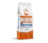 Monge Chat Natural Superpremium stérilisé pour adultes de canard 10 kg, nourriture sèche complète pour chats adultes stérilisés de toutes races, goût canard, 10 kg.