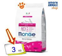 Monge Chien Naturel Superpremium Adult Extra Petit Poulet Nourriture Sec 3 KG
