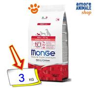 Monge Chien Naturel Superpremium Chiot Et Junior Mini Poulet Chiens 800 Gr/3 Kg