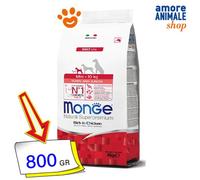Monge Chien Naturel Superpremium Chiot Et Junior Mini Poulet Chiens 800 Gr/3 Kg
