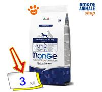 Monge Chiens Adulte Superpremium Naturel Moyen Poulet Nourriture Sèche 3/12 Kg