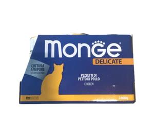 Monge Dolce Natural SuperPremium Quality Lot de 24 boîtes de poulet pour chats, cuisson à la vapeur. Naturel, nourriture complète, sans colorants et conservateurs