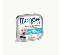Monge Fresh chien, humide pour chiens de toutes tailles et races, pâté avec bouchées goût morue | 32 boîtes de 100 grammes chacune.