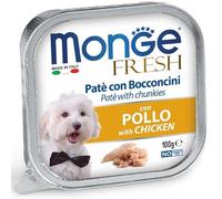 Monge Fresh chien, humide pour chiens de toutes tailles et races, pâté avec bouchées goût poulet | 6 boîtes de 100 grammes chacune.