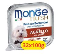 Monge Fresh Humide Chien Pâté avec Morceaux avec Agneau - 32 x 100 g