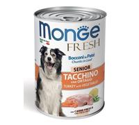 MONGE Fresh - Morceaux de dinde et légumes en pâtée pour chiens âgés - 400g