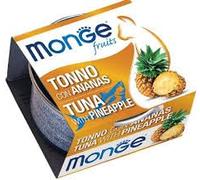 Monge Fruits Chat, nourriture complète pour chats adultes goût THON avec ANANAS | 12 boîtes de 80 grammes chacune.