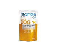 Monge grill Chien puppy, aliment complet pour chiens chiots, bouchées cuites au four goût poulet et sachet 100 g | Promo 10 sachets de 100 g + 2 offerts.