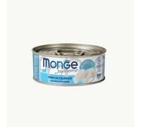 Monge humide chat, aliment complet pour chats adultes stérilisés, monge suprême chat goût thon avec calamars | 12 boîtes de 80 grammes chacune.
