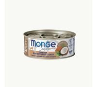 Monge humide chat, aliment complet pour chats adultes stérilisés, monge suprême chat goût thon avec riz intégral et coco | 12 boîtes de 80 grammes chacune.