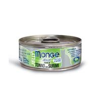 Monge Jelly Chat, nourriture complète pour chats adultes en gelée douce au goût du thon avec surimi | 10 boîtes de 80 grammes.