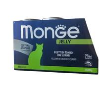 Monge Jelly natural de qualité supérieure Filets de thon avec surimi pour chats, cuisson à la vapeur. Lot de 24 boîtes (80 gr. l'une) sans colorants et conservateurs