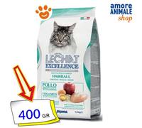 LE CHAT EXCELLENCE HAIRBALL CHICKEN - Aliment sec pour chats adultes avec poulet et saumon déshydratés, protéines, fibres et graisses saines, aliments pour chats, pour consommation quotidienne - 400g