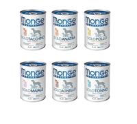Monge Monoprotein Cane Grainfree, aliment complet pour chiens adultes de toutes tailles, monoprotéines, sans céréales saveurs assorties | 6 boîtes de 400 grammes chacune.
