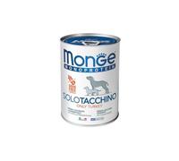 Monge Monoprotein Cane Grainfree, aliment complet pour chiens adultes de toutes tailles, monoprotéines, sans céréales goût TACCHINO | 6 boîtes de 400 grammes chacune.