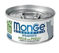 MONGE Monoprotein Cat - Pâtée monoprotéinée d'émincé de poulet aux petits pois - 80g