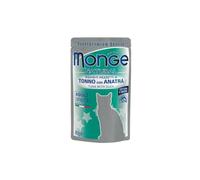 Monge Natural Sachets pour chat, nourriture complète pour chat, monge humide chat goût thon avec canard | 12 sachets de 80 grammes chacun.