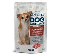 Monge Special Dog Excellence Bocconcini, humide sans conservateurs, sans colorants pour chiens adultes de petite taille goût AGNEAU | 12 sachets de 100 grammes chacun.