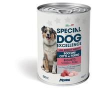 Monge Special Dog Excellence bouchées, aliment complet pour chiens adultes de toutes tailles, sans conservateurs, sans colorants goût VITEL et poulet | 6 boîtes de 400 grammes chacune.