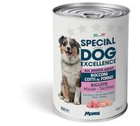 Monge Special Dog Excellence bouchées, aliments complets pour chiens adultes de toutes tailles, sans conservateurs, sans colorant goût porc et encoche | 6 boîtes de 400 grammes chacune.
