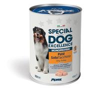 Monge Special Dog Excellence Pâté, aliment complet pour chiens adultes de toutes tailles, monoprotéines, sans céréales goût TACCHINO | 6 boîtes de 400 grammes chacune.