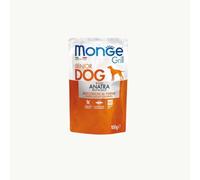 Monge Umido Cane Grill Senior, aliment complet pour chiens âgés de toutes tailles, bouchées cuites au four pour chiens, goût canard | 12 sachets de 100 grammes chacun.