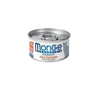Monge Umido Chat Monoprotéine Solo Tacchino Aliment complet monoprotéique pour chats adultes de toutes tailles, emporte-pièces naturelles sans conservateurs et colorants | 12 boîtes de 80 grammes