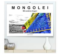 Mongolei - Mit anderen Augen (hochwertiger Premium Wandkalender 2026 DIN A2 quer), Kunstdruck in Hochglanz: Die Mongolei in Schwarz-Weiß-Bildern mit Farbe