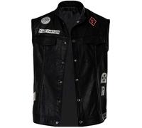 Mongrel Deacon Nomad Gilet de motard St John en cuir avec patchwork signature, 02. Black - Mongrel DG Real Vest, XL