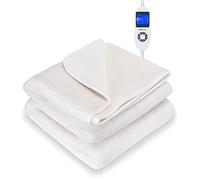 MONHOUSE Couverture Electrique En Molleton Doux Premium - Couvre-matelas Chauffant Entierement Ajuste - Amovible Et Lavable En Machine - Double Controleur Multi Zones, 9 Reglages - Simple 90x190cm