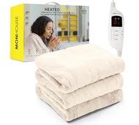 MONHOUSE Jete Chauffant - Couverture Electrique - Controleur Numerique - Minuterie Jusqu a 9 Heures, 9 Reglages De Chaleur, Arret Automatique - Simple 130x160cm - Beige