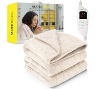 MONHOUSE Jete Chauffant - Couverture Electrique - Controleur Numerique - Minuterie Jusqu a 9 Heures, 9 Reglages De Chaleur, Arret Automatique - Simple 130x160cm - Beige Shearling