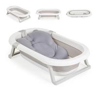 Moni baignoire pliable Palma 3 pièces coussin de bain éponge bouchon de vidange, coloris:gris