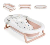 Moni baignoire pliable Palma 3 pièces coussin de bain éponge bouchon de vidange, coloris:rose