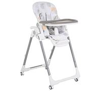 Moni chaise haute enfant Bueno pliable réglable double plateau roulettes sangle, coloris:gris