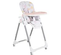 Moni chaise haute enfant Bueno pliable réglable double plateau roulettes sangle, coloris:rose
