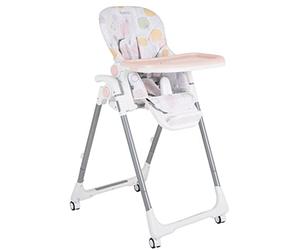 Moni chaise haute enfant Bueno pliable réglable double plateau roulettes sangle, coloris:rose