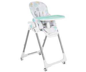 Moni chaise haute enfant Bueno pliable réglable double plateau roulettes sangle, coloris:turquoise