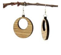 Moni Chêne | Boucles d'Oreilles en Bois Véritable Avec Argent 925 | Dangling Naturels Faits à la Main