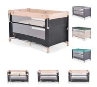 Moni lit de Voyage Next Level 2 Niveaux, Matelas, côté à rabattre, lit d'appoint, Coloris:Beige