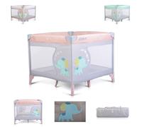 Moni, parc de voyage géant, parc pliable, avec matelas, comme lit de voyage, coloris:rose gris
