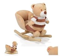 Moni Peluche Animal à Bascule Ours Brun WJ-635, Manches en Bois à partir de 12 Mois