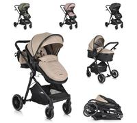 Moni, poussette combinée 2 en 1 Rio 22 kg transformable couvre-pieds pliable, coloris:Beige