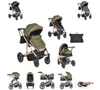 Moni poussette combinée 2 en 1 Thira nacelle, transformable, couvre-pieds, coloris:verdoyant